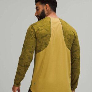 Lululemon Fast Free Long Sleeve Shirt Chroma Camo Auric Gold Juniper Green M